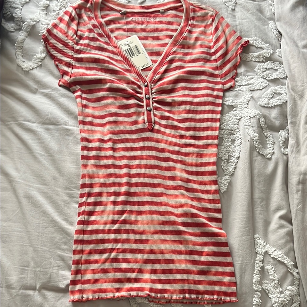VINTAGE GUESS Ruched Polo T-Shirt